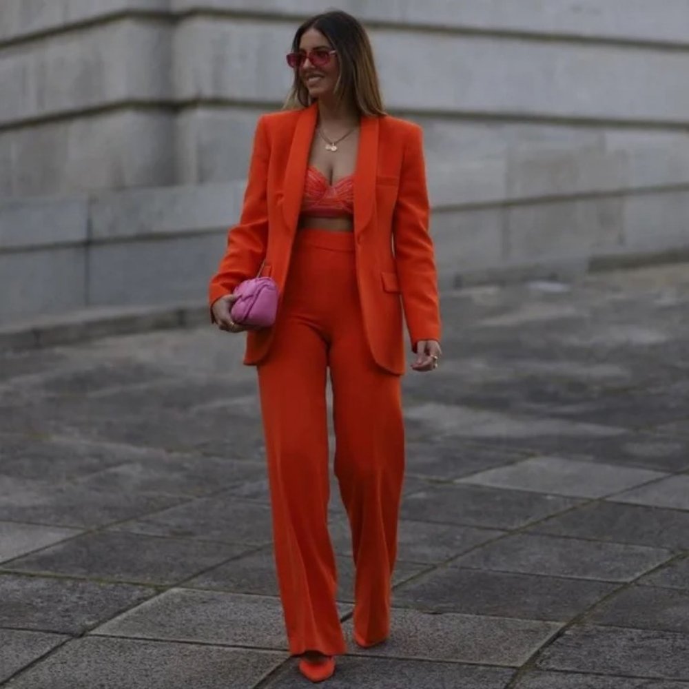 ZARA 2 Piece Blazer And Flare Pants - Picture 2 of 8